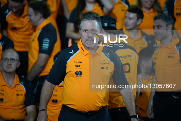 Zak Brown of the McLaren Formula 1 Team participates in Media Day on Yas Island, Abu Dhabi, on December 4, 2025.  by Ahmad AlShehab/NurPhoto