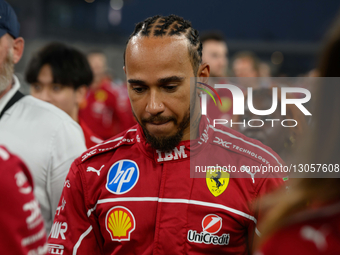 Lewis Hamilton of the Scuderia Ferrari HP F1 Team participates in Media Day on Yas Island, Abu Dhabi, on December 4, 2025.  by Ahmad AlShehab/NurPhoto