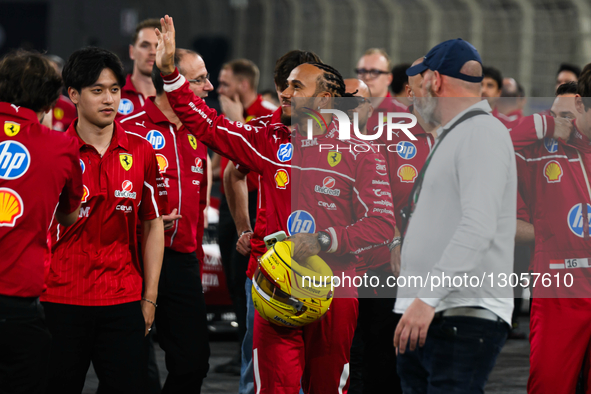 Lewis Hamilton of the Scuderia Ferrari HP F1 Team participates in Media Day on Yas Island, Abu Dhabi, on December 4, 2025.  by Ahmad AlShehab/NurPhoto