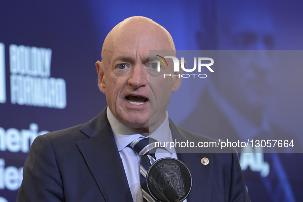 US Senator Mark Kelly speaks about American leadership in AI, science, and innovation during a conversation in Washington DC, USA, on Decemb... by Lenin Nolly/NurPhoto