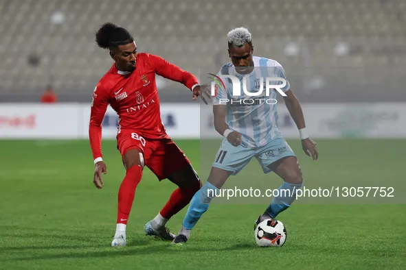 Erico Francisco De Oliveira Junior (right) of Tarxien Rainbows plays against Evandro Pinto Gomes of Valletta during the Malta FA Jubilee Cup... by Domenic Aquilina/NurPhoto