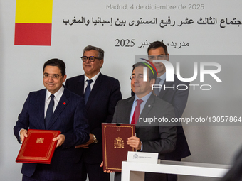 The 13th Spain-Morocco High-Level Meeting takes place at the Palacio de la Moncloa in Madrid, Spain, on December 4, 2025. In the photo are t... by Francesco Militello Mirto/NurPhoto