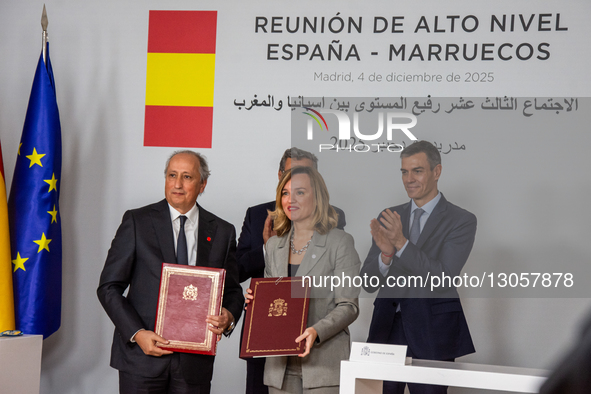 The 13th Spain-Morocco High-Level Meeting takes place at the Palacio de la Moncloa in Madrid, Spain, on December 4, 2025. In the photo are t... by Francesco Militello Mirto/NurPhoto