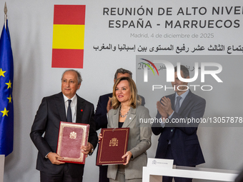 The 13th Spain-Morocco High-Level Meeting takes place at the Palacio de la Moncloa in Madrid, Spain, on December 4, 2025. In the photo are t... by Francesco Militello Mirto/NurPhoto