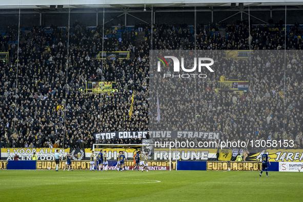 Fans of Vitesse with a banner stop collective penalties during the match Vitesse vs De Graafschap at the GelreDome for the Dutch Keuken Kamp... by EYE4images/NurPhoto