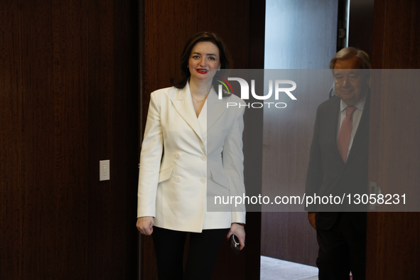 Secretary-General Antonio Guterres meets with Mariana Betsa, Deputy Minister for Foreign Affairs, Ukraine at the United Nations Headquarters... by John Lamparski/NurPhoto