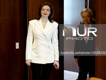 Secretary-General Antonio Guterres meets with Mariana Betsa, Deputy Minister for Foreign Affairs, Ukraine at the United Nations Headquarters... by John Lamparski/NurPhoto
