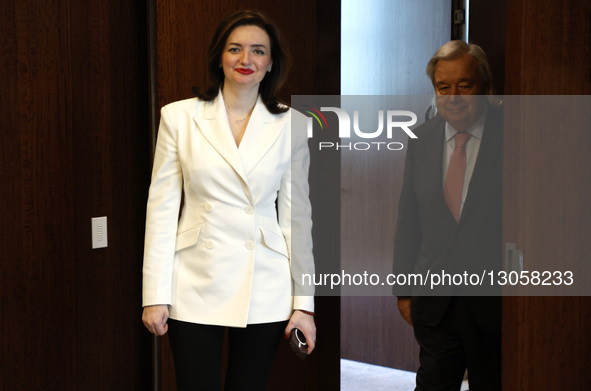 Secretary-General Antonio Guterres meets with Mariana Betsa, Deputy Minister for Foreign Affairs, Ukraine at the United Nations Headquarters... by John Lamparski/NurPhoto