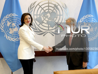 Secretary-General Antonio Guterres meets with Mariana Betsa, Deputy Minister for Foreign Affairs, Ukraine at the United Nations Headquarters... by John Lamparski/NurPhoto
