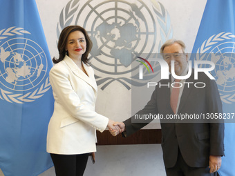 Secretary-General Antonio Guterres meets with Mariana Betsa, Deputy Minister for Foreign Affairs, Ukraine at the United Nations Headquarters... by John Lamparski/NurPhoto