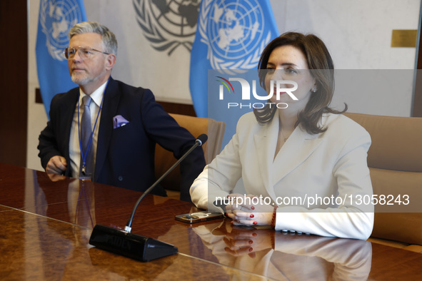 Secretary-General Antonio Guterres meets with Mariana Betsa, Deputy Minister for Foreign Affairs, Ukraine at the United Nations Headquarters... by John Lamparski/NurPhoto