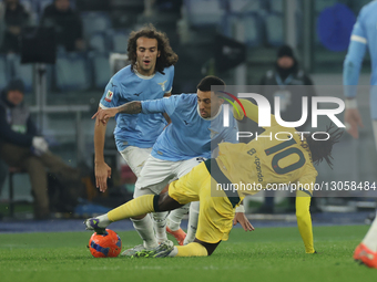 Matias Vecino of Lazio and Rafael Leao of Milan participate in the Coppa Italia soccer match, round of 16, between SS Lazio and AC Milan at... by Ciro De Luca/NurPhoto
