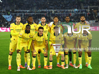 Milan players pose before the Coppa Italia soccer match, round of 16, between SS Lazio and AC Milan at Stadio Olimpico in Rome, Italy, on Oc... by Ciro De Luca/NurPhoto
