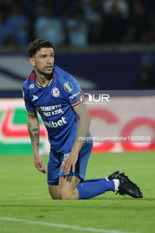 Jose Ignacio Rivero #15 of Cruz Azul looks on during the first leg semifinal match of Liga MX between Club Tigres and Cruz Azul at Estadio O... by Eyepix/NurPhoto
