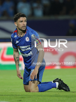 Jose Ignacio Rivero #15 of Cruz Azul looks on during the first leg semifinal match of Liga MX between Club Tigres and Cruz Azul at Estadio O... by Eyepix/NurPhoto