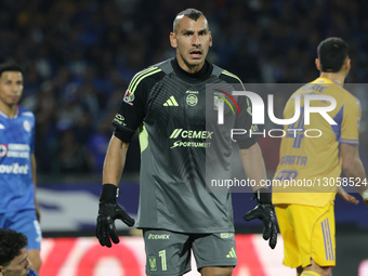 Goalie Nahuel Guzman #1 of Club Tigres looks on during the first leg semifinal match of Liga MX between Club Tigres and Cruz Azul at Estadio... by Eyepix/NurPhoto