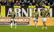 Players of Vitesse are disappointed after the goal by De Graafschap midfielder Reuven Niem...