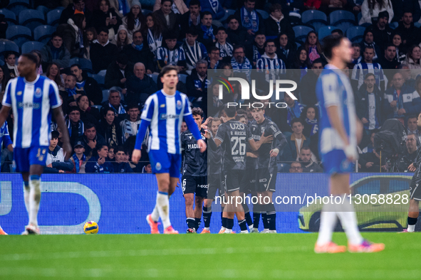 SAMU from Vitoria SC celebrates his goal during the Allianz Cup 2025/26 match between FC Porto and Vitoria SC at Estadio do Dragao in Porto,...