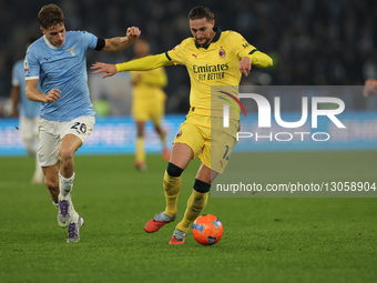 Toma Basic of Lazio and Adrien Rabiot of Milan participate in the Coppa Italia soccer match, round of 16, between SS Lazio and AC Milan at S... by Ciro De Luca/NurPhoto