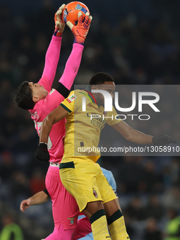 Christos Mandas of Lazio and Christopher Nkunku of Milan participate in the Coppa Italia soccer match, round of 16, between SS Lazio and AC... by Ciro De Luca/NurPhoto