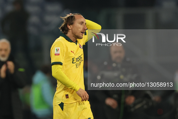 Luka Modric of Milan reacts during the Coppa Italia soccer match round of 16 between SS Lazio and AC Milan at Stadio Olimpico in Rome, Italy... by Ciro De Luca/NurPhoto