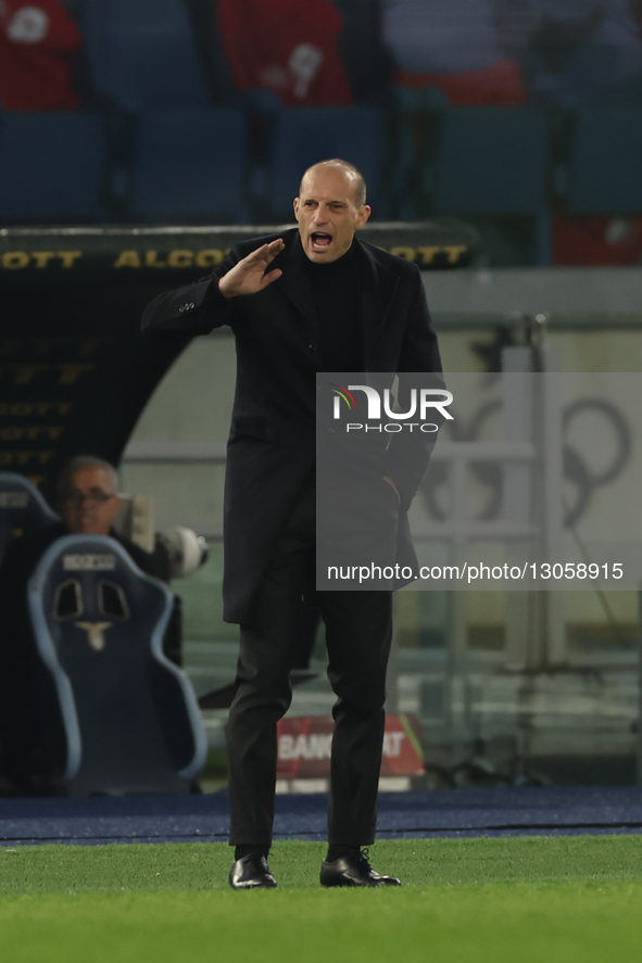 Massimiliano Allegri coaches Milan during the Coppa Italia soccer match, round of 16, between SS Lazio and AC Milan at Stadio Olimpico in Ro... by Ciro De Luca/NurPhoto