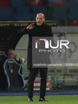 Massimiliano Allegri coaches Milan during the Coppa Italia soccer match, round of 16, between SS Lazio and AC Milan at Stadio Olimpico in Ro... by Ciro De Luca/NurPhoto
