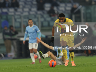 Christopher Nkunku of Milan plays during the Coppa Italia soccer match, round of 16, between SS Lazio and AC Milan at Stadio Olimpico in Rom... by Ciro De Luca/NurPhoto