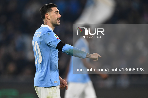 Mattia Zaccagni of S.S. Lazio celebrates after scoring the goal to make it 0-0 during the round of 16 of the Coppa Italia Frecciarossa betwe... by Domenico Cippitelli/NurPhoto