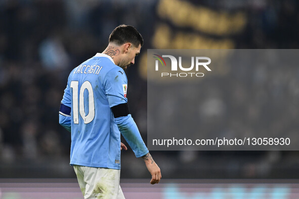 Mattia Zaccagni of S.S. Lazio celebrates after scoring the goal to make it 0-0 during the round of 16 of the Coppa Italia Frecciarossa betwe... by Domenico Cippitelli/NurPhoto
