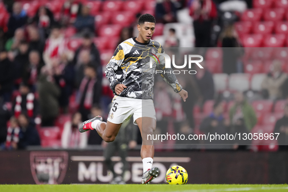 Jude Bellingham central midfield of Real Madrid and England during the warm-up before the La Liga EA Sports match between Athletic Club and... by Jose Breton/NurPhoto
