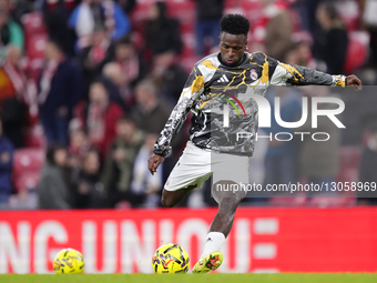 Vinicius Junior left winger of Real Madrid and Brazil during the warm-up before the La Liga EA Sports match between Athletic Club and Real M... by Jose Breton/NurPhoto