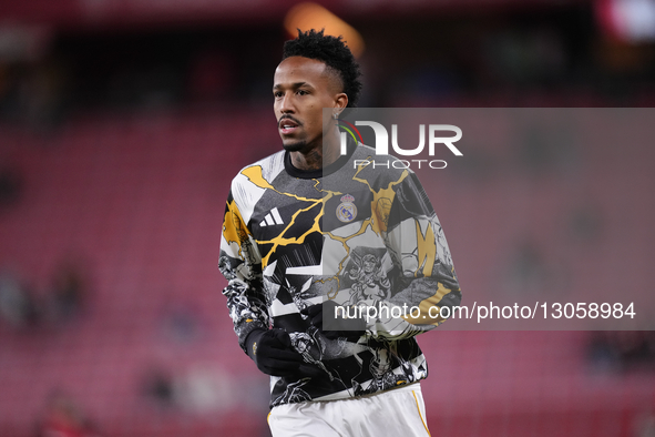 Eder Militao centre-back of Real Madrid and Brazil during the warm-up before the La Liga EA Sports match between Athletic Club and Real Madr... by Jose Breton/NurPhoto