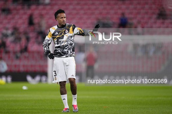 Eder Militao centre-back of Real Madrid and Brazil during the warm-up before the La Liga EA Sports match between Athletic Club and Real Madr... by Jose Breton/NurPhoto