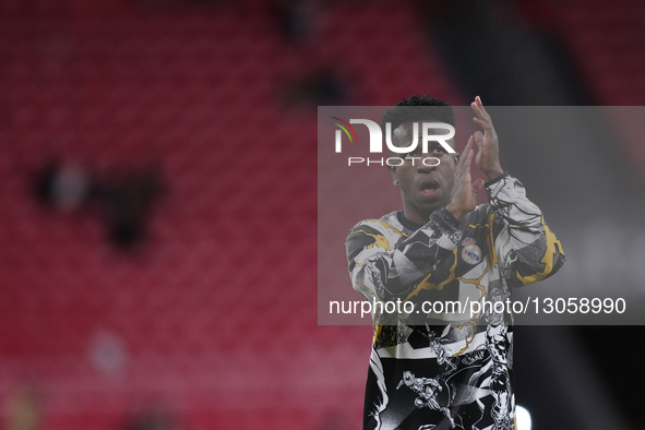 Vinicius Junior left winger of Real Madrid and Brazil during the warm-up before the La Liga EA Sports match between Athletic Club and Real M... by Jose Breton/NurPhoto