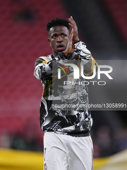 Vinicius Junior left winger of Real Madrid and Brazil during the warm-up before the La Liga EA Sports match between Athletic Club and Real M... by Jose Breton/NurPhoto