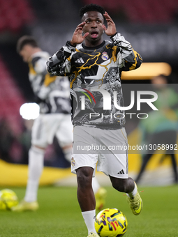 Vinicius Junior left winger of Real Madrid and Brazil during the warm-up before the La Liga EA Sports match between Athletic Club and Real M... by Jose Breton/NurPhoto