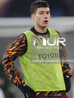 Matias Soule right winger of Roma and Argentina during the warm-up before the Serie A match between AS Roma and SSC Napoli at Stadio Olimpic... by Jose Breton/NurPhoto