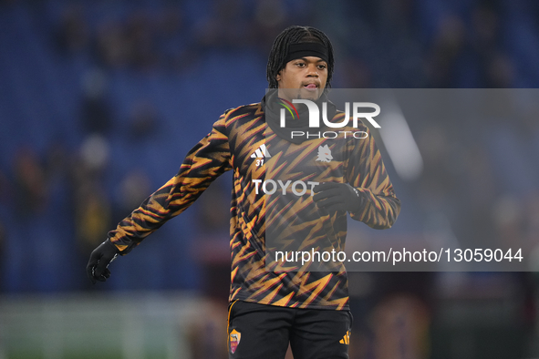 Leon Bailey right winger of Roma and Jamaica during the warm-up before the Serie A match between AS Roma and SSC Napoli at Stadio Olimpico o... by Jose Breton/NurPhoto