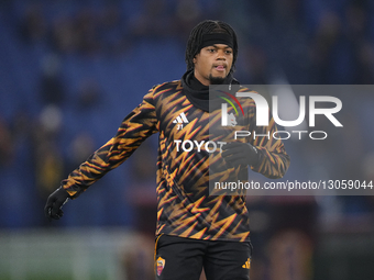 Leon Bailey right winger of Roma and Jamaica during the warm-up before the Serie A match between AS Roma and SSC Napoli at Stadio Olimpico o... by Jose Breton/NurPhoto