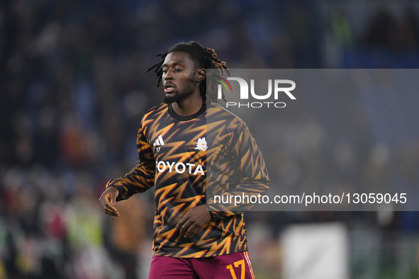 Manu Kone central midfield of Roma and France during the warm-up before the Serie A match between AS Roma and SSC Napoli at Stadio Olimpico... by Jose Breton/NurPhoto