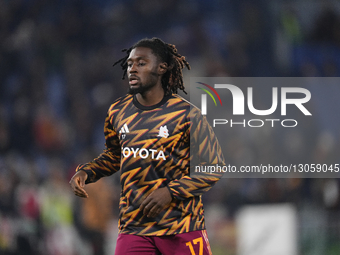 Manu Kone central midfield of Roma and France during the warm-up before the Serie A match between AS Roma and SSC Napoli at Stadio Olimpico... by Jose Breton/NurPhoto