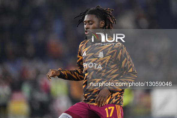 Manu Kone central midfield of Roma and France during the warm-up before the Serie A match between AS Roma and SSC Napoli at Stadio Olimpico... by Jose Breton/NurPhoto