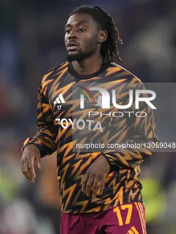 Manu Kone central midfield of Roma and France during the warm-up before the Serie A match between AS Roma and SSC Napoli at Stadio Olimpico... by Jose Breton/NurPhoto