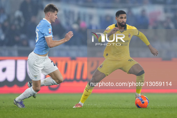Ruben Loftus-Cheek of AC Milan is in action during the Coppa Italia round of 16 match between SS Lazio and AC Milan at Olimpico Stadium in R...