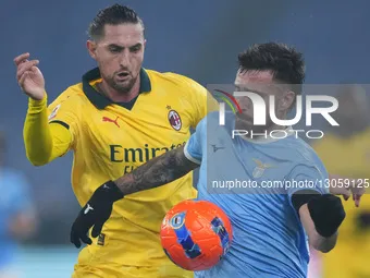 Adrien Rabiot of AC Milan competes for the ball with Mario Gila Fuentes of S.S. Lazio during the Coppa Italia round of 16 match between SS L... by Danilo Di Giovanni/NurPhoto