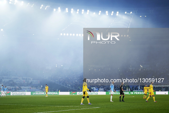 Rafael Leao of AC Milan looks on during the Coppa Italia round of 16 match between SS Lazio and AC Milan at Olimpico Stadium in Rome, Italy,... by Danilo Di Giovanni/NurPhoto