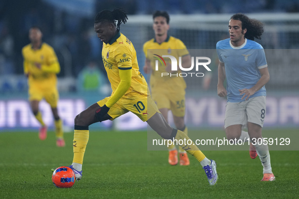 Rafael Leao of AC Milan is in action during the Coppa Italia round of 16 match between SS Lazio and AC Milan at Olimpico Stadium in Rome, It...