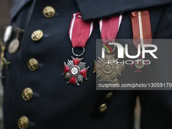 KATOWICE, POLAND – DECEMBER 4:
A member of the mining community carries medals, including Silver and Bronze Cross of Merit decorations from... by Artur Widak/NurPhoto