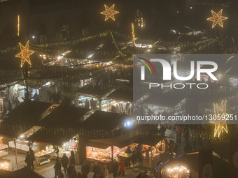 KRAKOW, POLAND – DECEMBER 4:
A general view of the Christmas Market in Krakow’s UNESCO-listed Main Market Square, featuring festive stalls a... by Artur Widak/NurPhoto